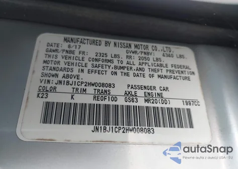 2017 Nissan Rogue Sport Sl из США, поврежденный, VIN JN1BJ1CP2HW008083